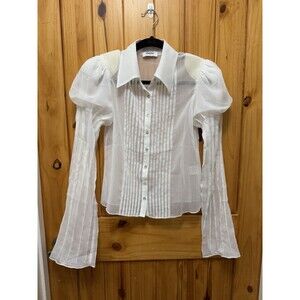 Rumored Women’s New York Minute Sheer Blouse Size S Chic Casual Button Down